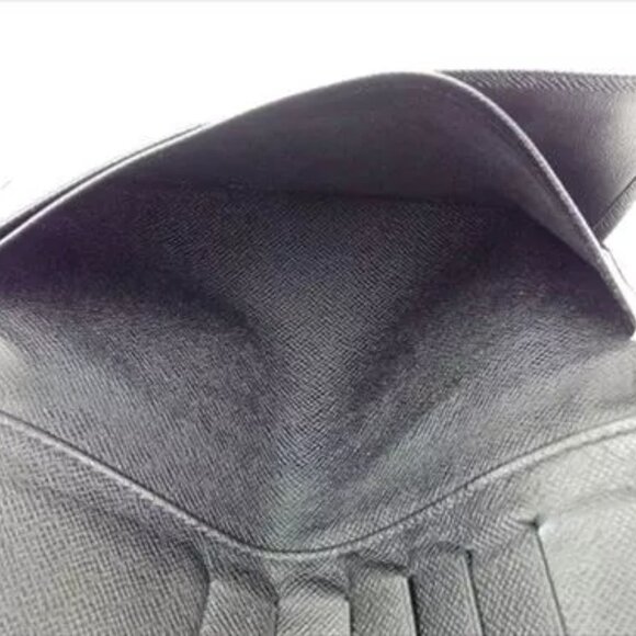 Louis Vuitton Wallet Purse Taiga Black Taiga Leather Mens Authentic Used - Picture 7 of 7